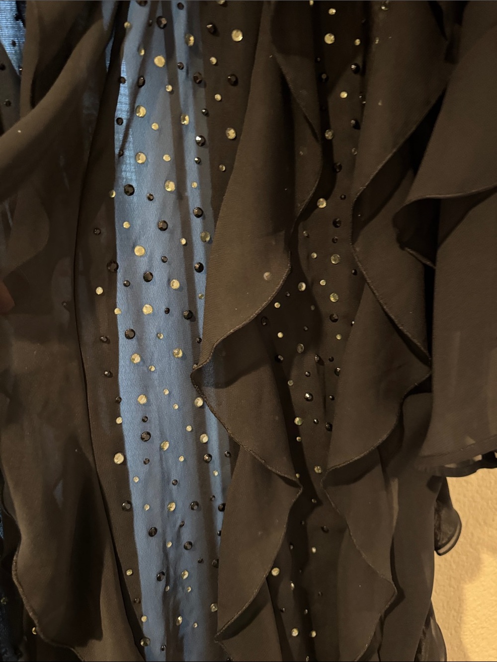 Misook Black Ruffle Layered Long Jacket - Picture 4 of 5